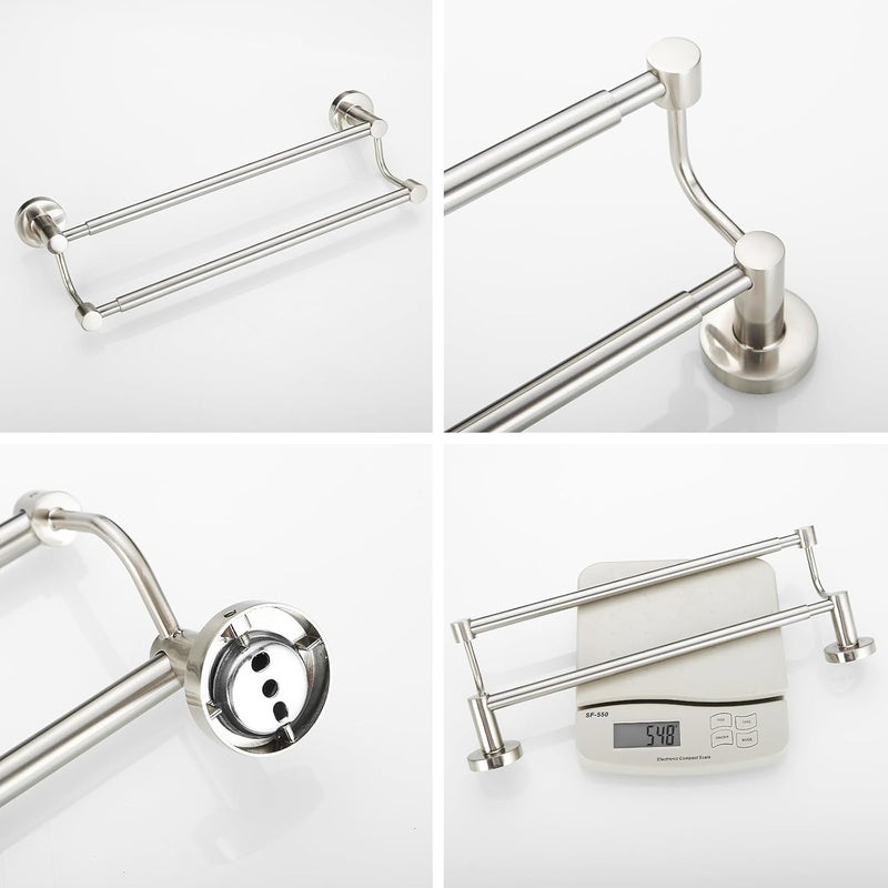 BESy Adjustable 16-26 Inches Double Bath Towel Bar for Bathroom SUS304 Stainless Steel Towel Holder, Hotel Style Wall Mount with Screws Hand Towel Bar Towel Rack Rod Hanger, Brushed Nickel Finish - Image 4